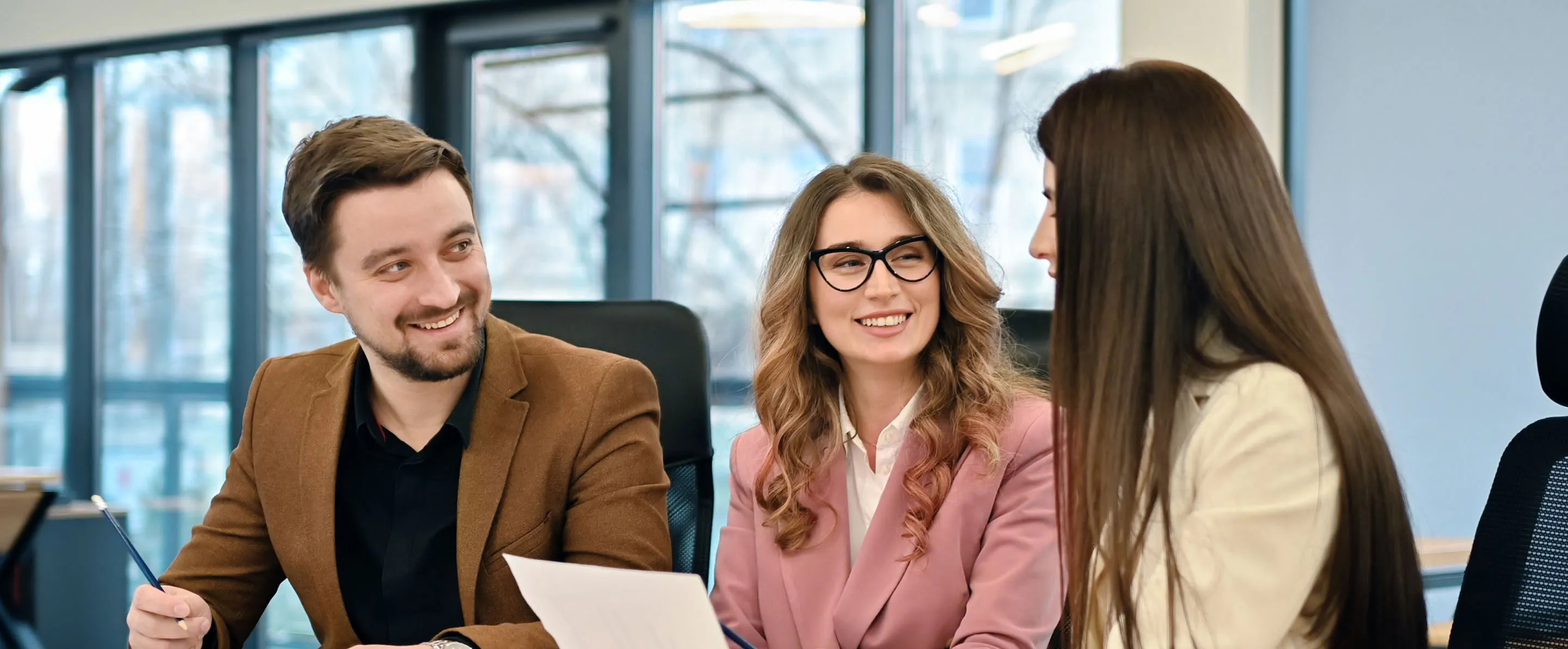 Lawyers meeting with a client